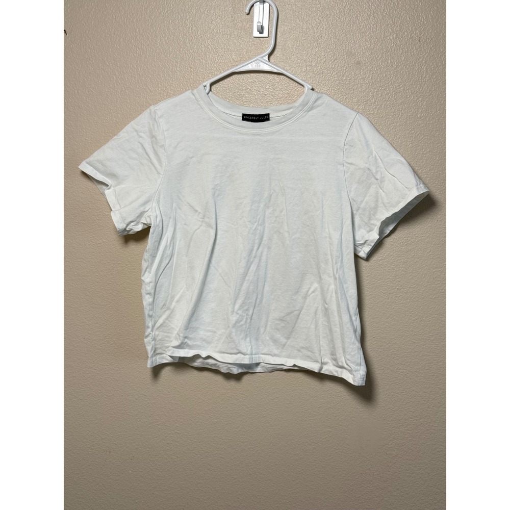 Sincerely Jules Womens XL White Short Sleeve Crewneck Relaxed Fit T-Shirt